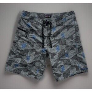 PATAGONIA Mens Board Short Sz 35 Geometric Print Zip Pocket Unlined Hybrid Swim